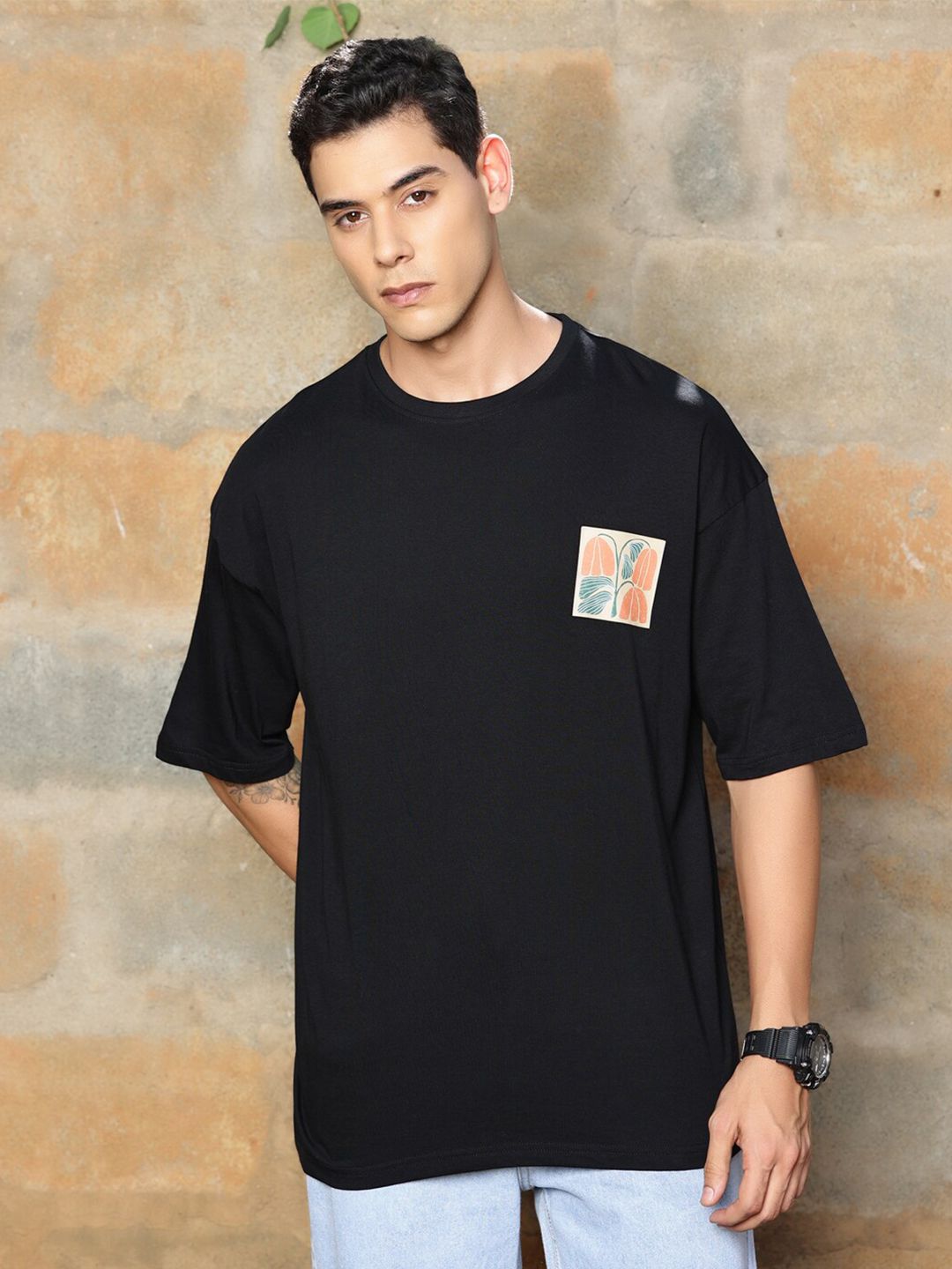 Thomas Scott Graphic Printed Drop-Shoulder Sleeves Oversized Pure Cotton T-shirt