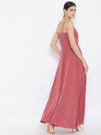 Berrylush Pink Crepe Maxi Dress