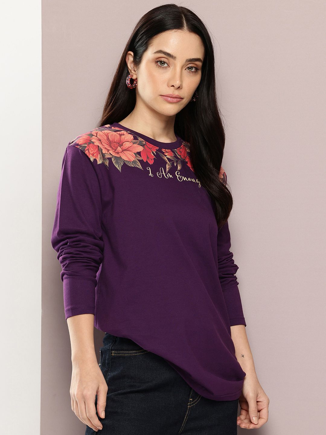Dillinger Women Long Sleeve Oversized Printed Tshirt