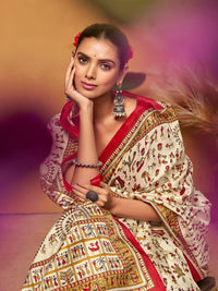 KALINI Warli Art Silk Block Print Saree