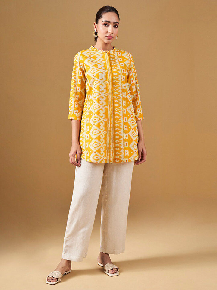 Global Desi Ethnic Motifs Printed Pure Cotton Straight Kurti