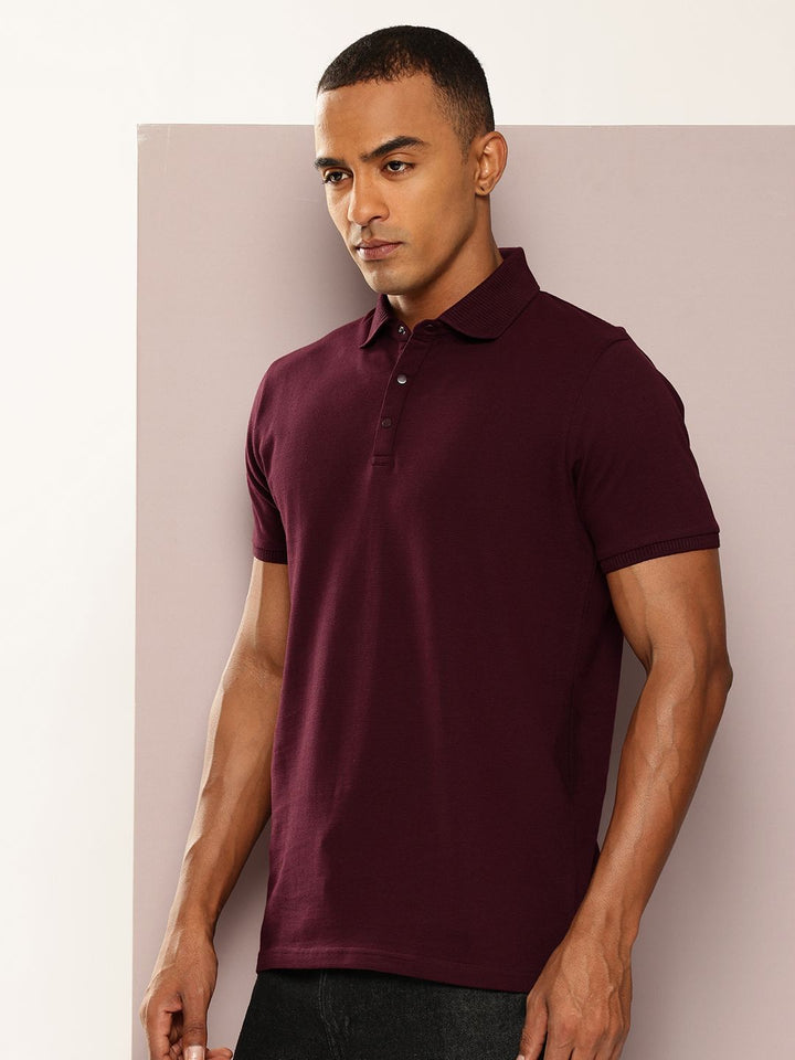 DILLINGER Men Polo Collar Honeycomb Structure T-shirt