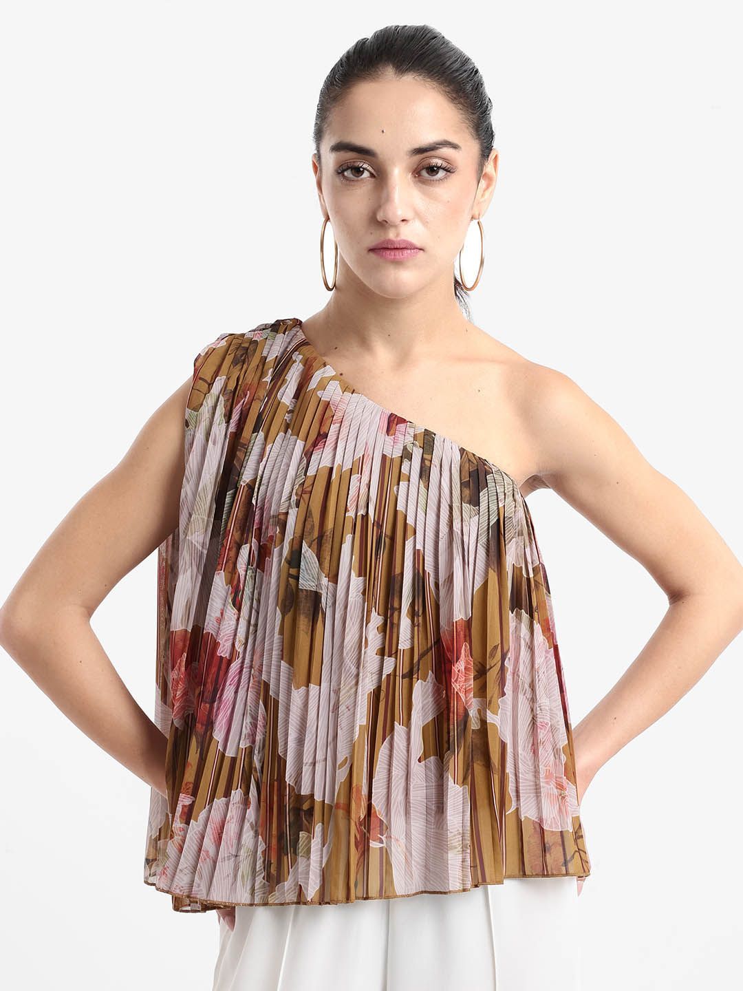 RAREISM Women Floral Printed Sleeveless A-line Top