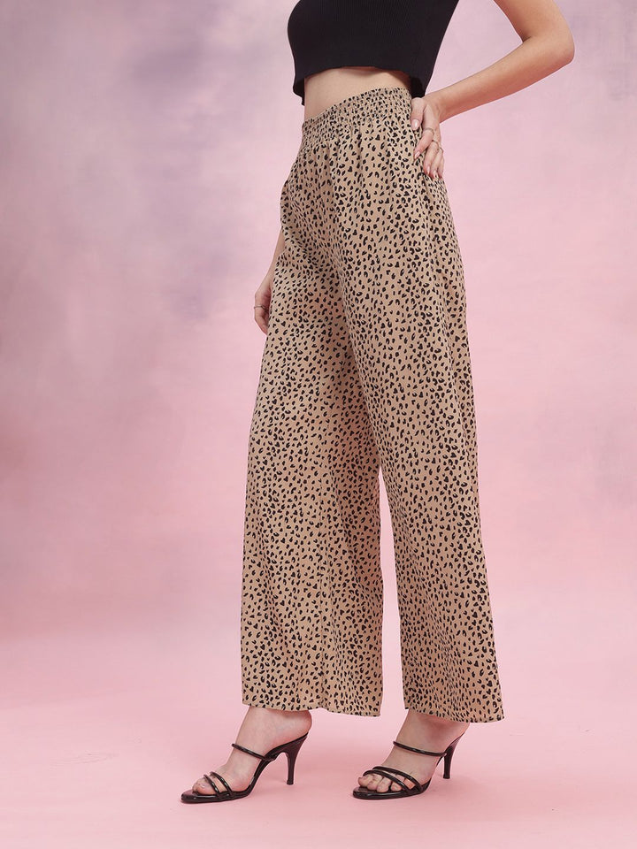 DressBerry Women Animal Printed Wide Leg Trousers