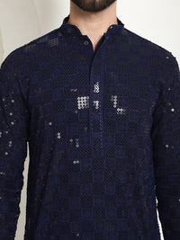 SOJANYA Kurta Kapas Tulen Bersulam Geometrik Biasa dengan Churidar