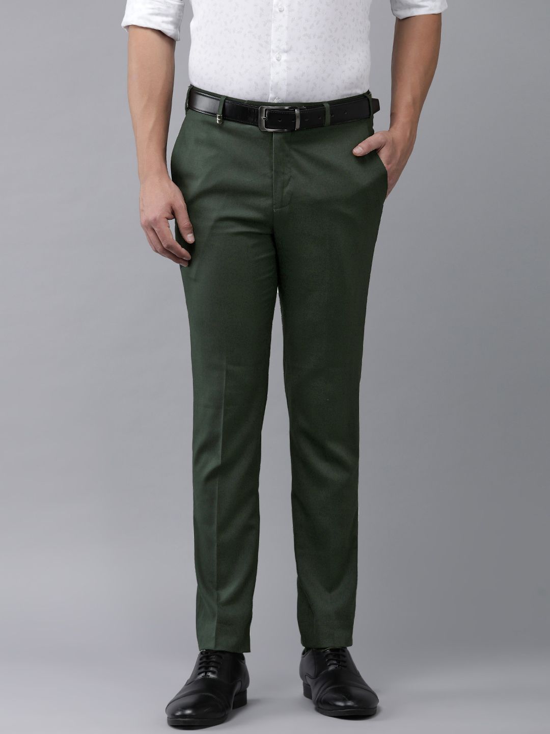 Park Avenue Men Self-Design Checked Formal Trousers