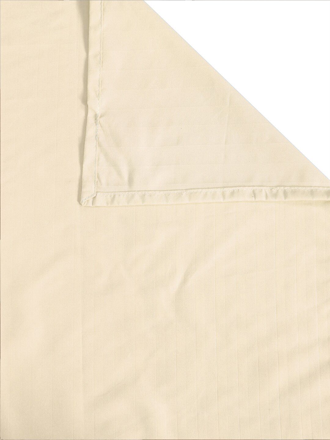 KLOTTHE Cream Striped Cotton 300 TC King Fine Bedsheet with 2 Pillow Covers-98 x 87 inches