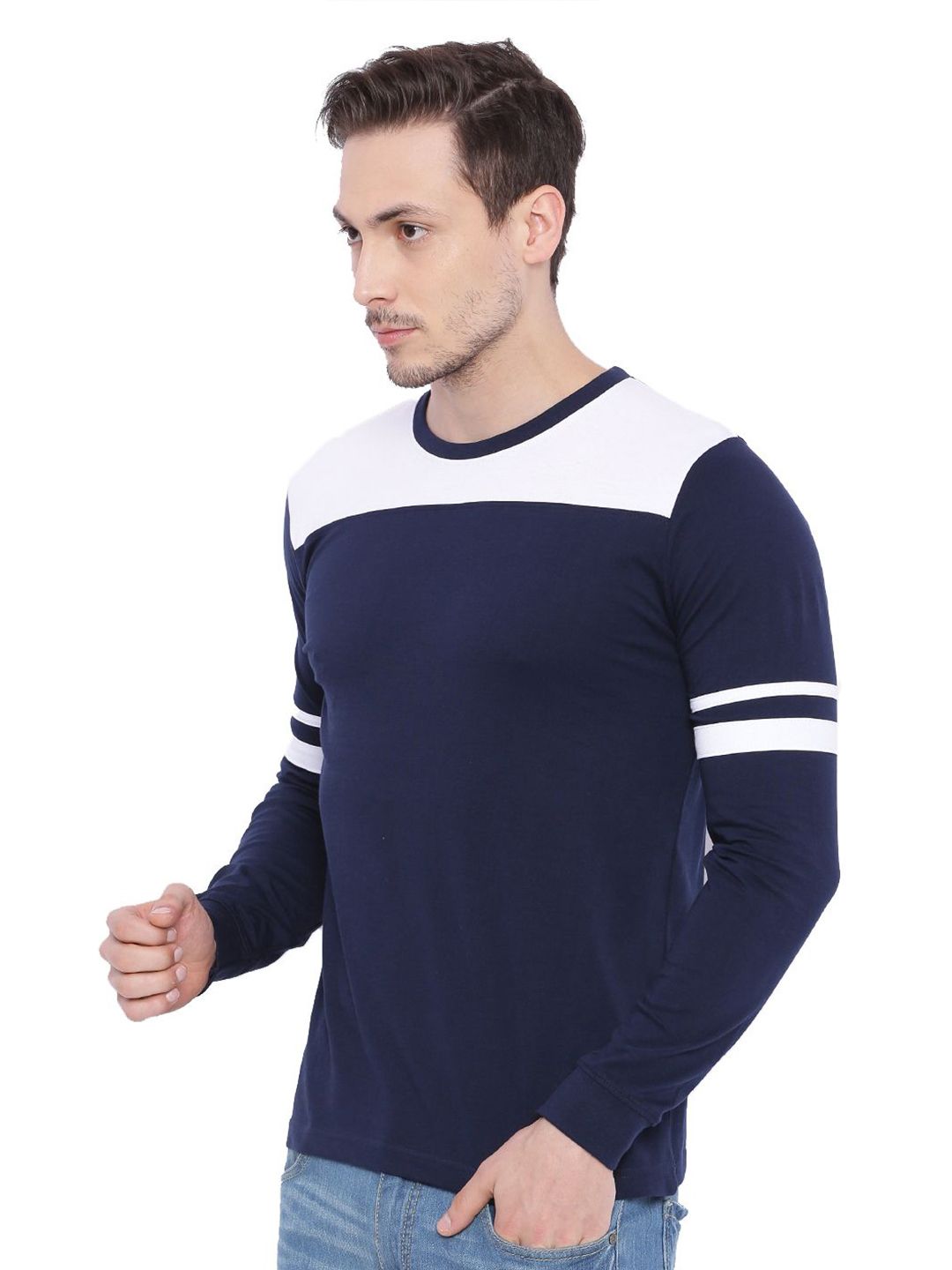 ADRO Men Colourblocked Round Neck T-shirt
