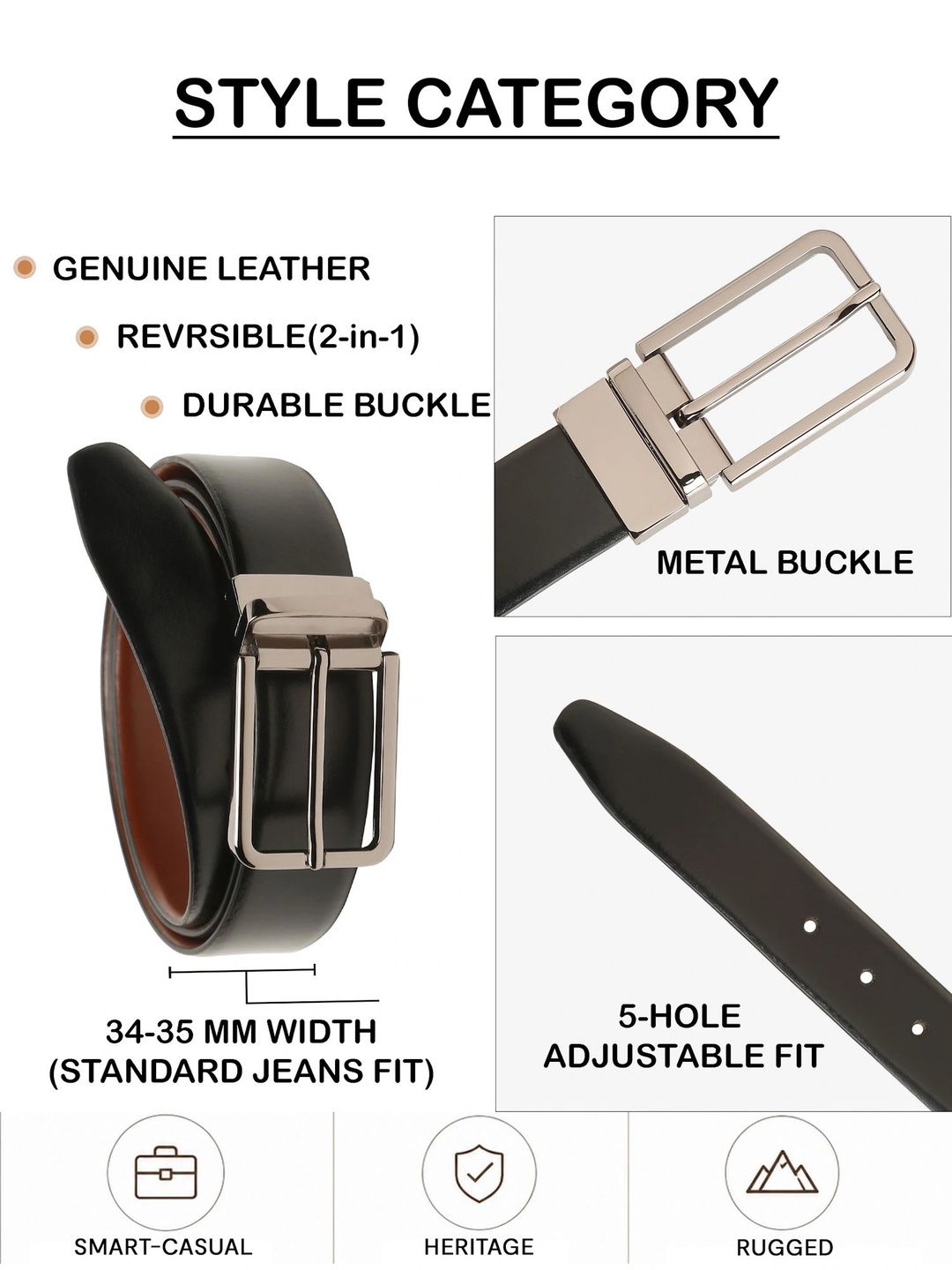 Teakwood Leathers Men Leather Reversible Formal Belt