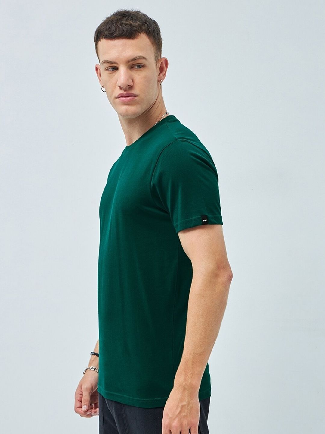 Bewakoof Green Regular Fit Pure Cotton T-shirt