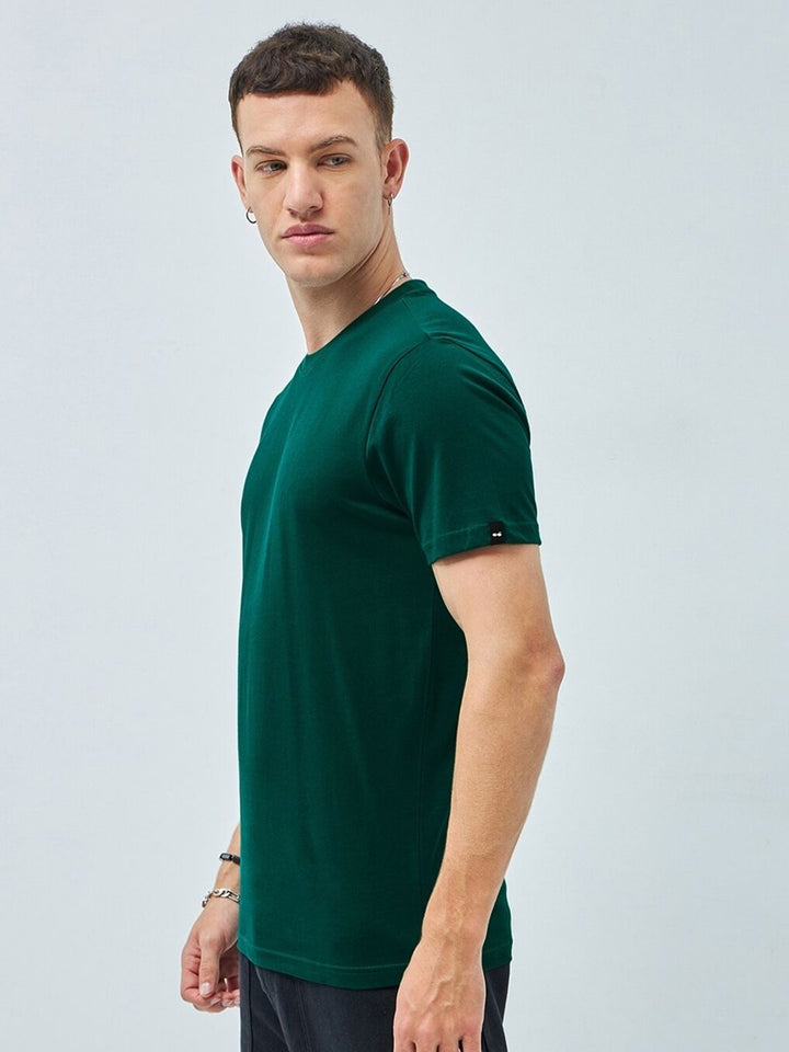 Bewakoof Green Regular Fit Pure Cotton T-shirt