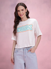 DressBerry Typography Print Drop-Shoulder Sleeves Pure Cotton Relaxed Fit T-shirt