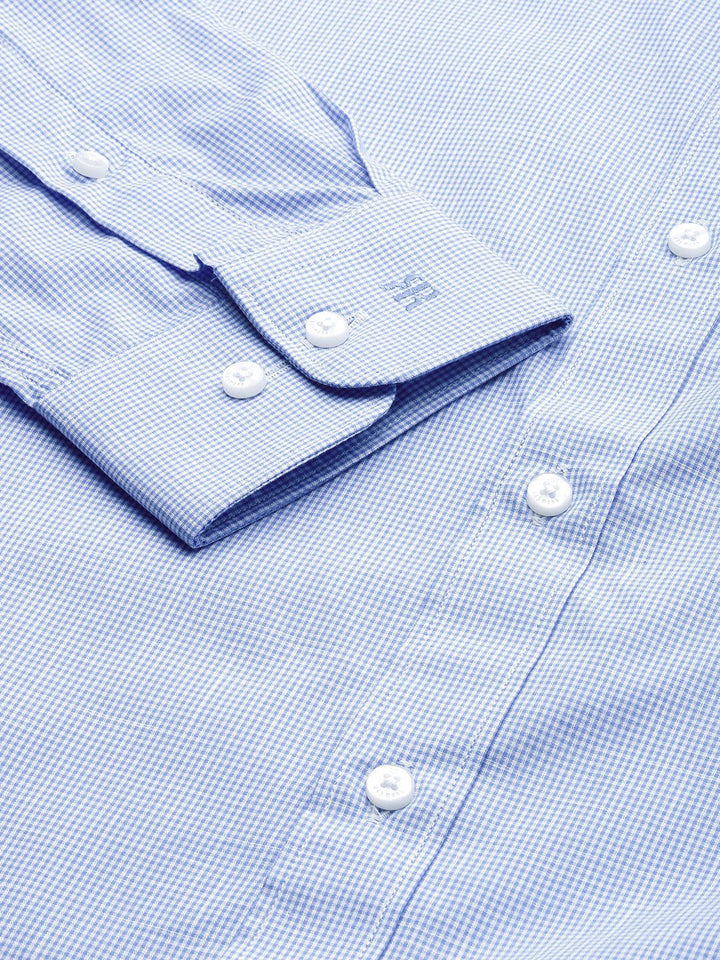 Raymond Men Pure Cotton Slim Fit Micro Checks Cutaway Collar Formal Shirt