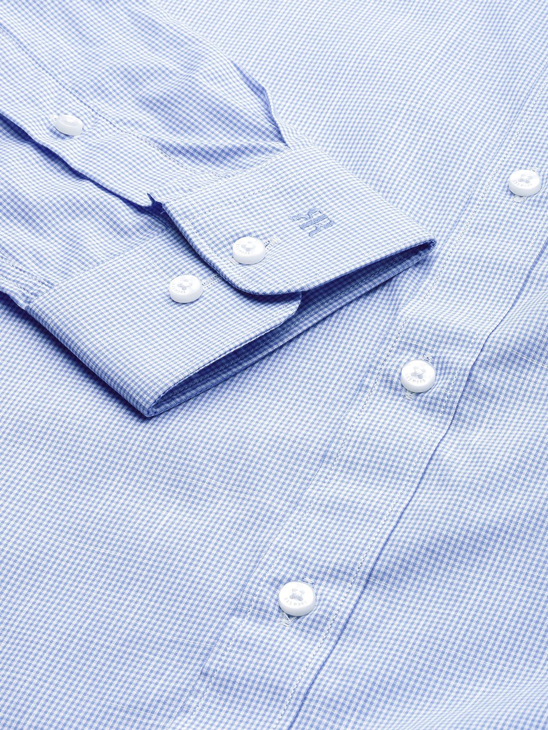 Raymond Men Pure Cotton Slim Fit Micro Checks Cutaway Collar Formal Shirt