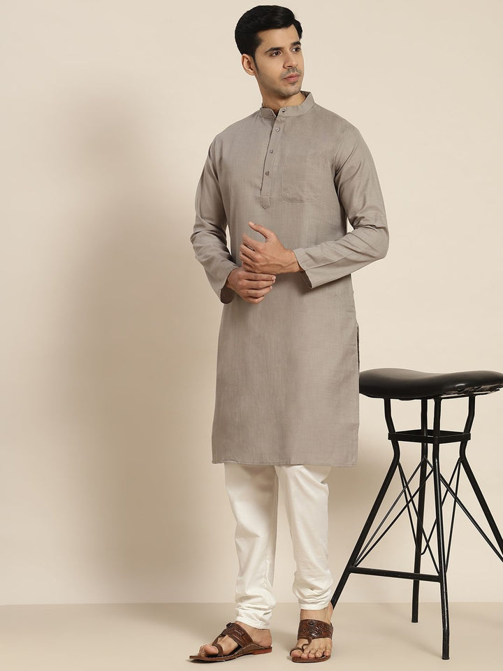 SOJANYA Men Grey Solid Kurta