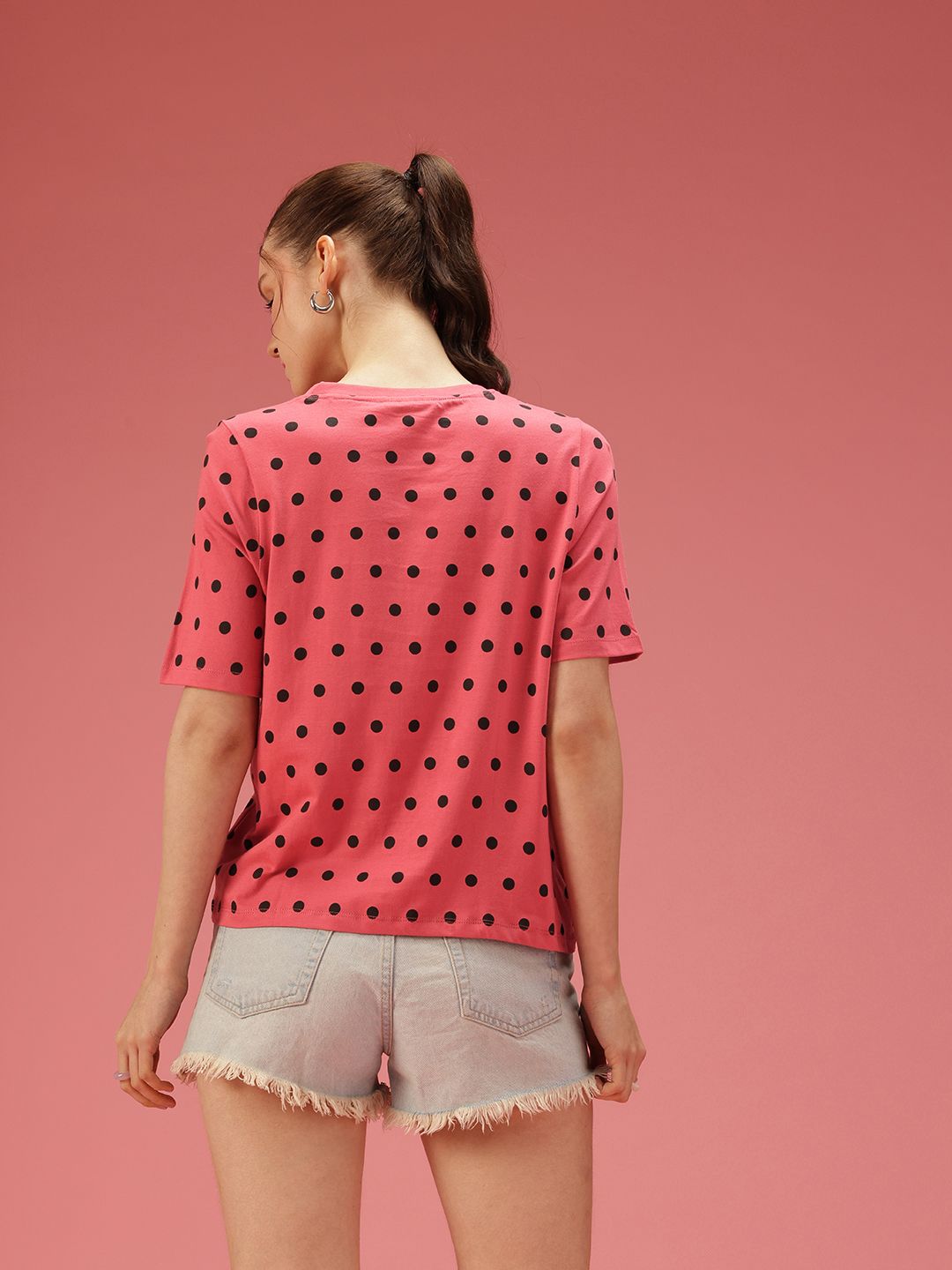 DressBerry Polka Dot Printed Pure Cotton T-shirt