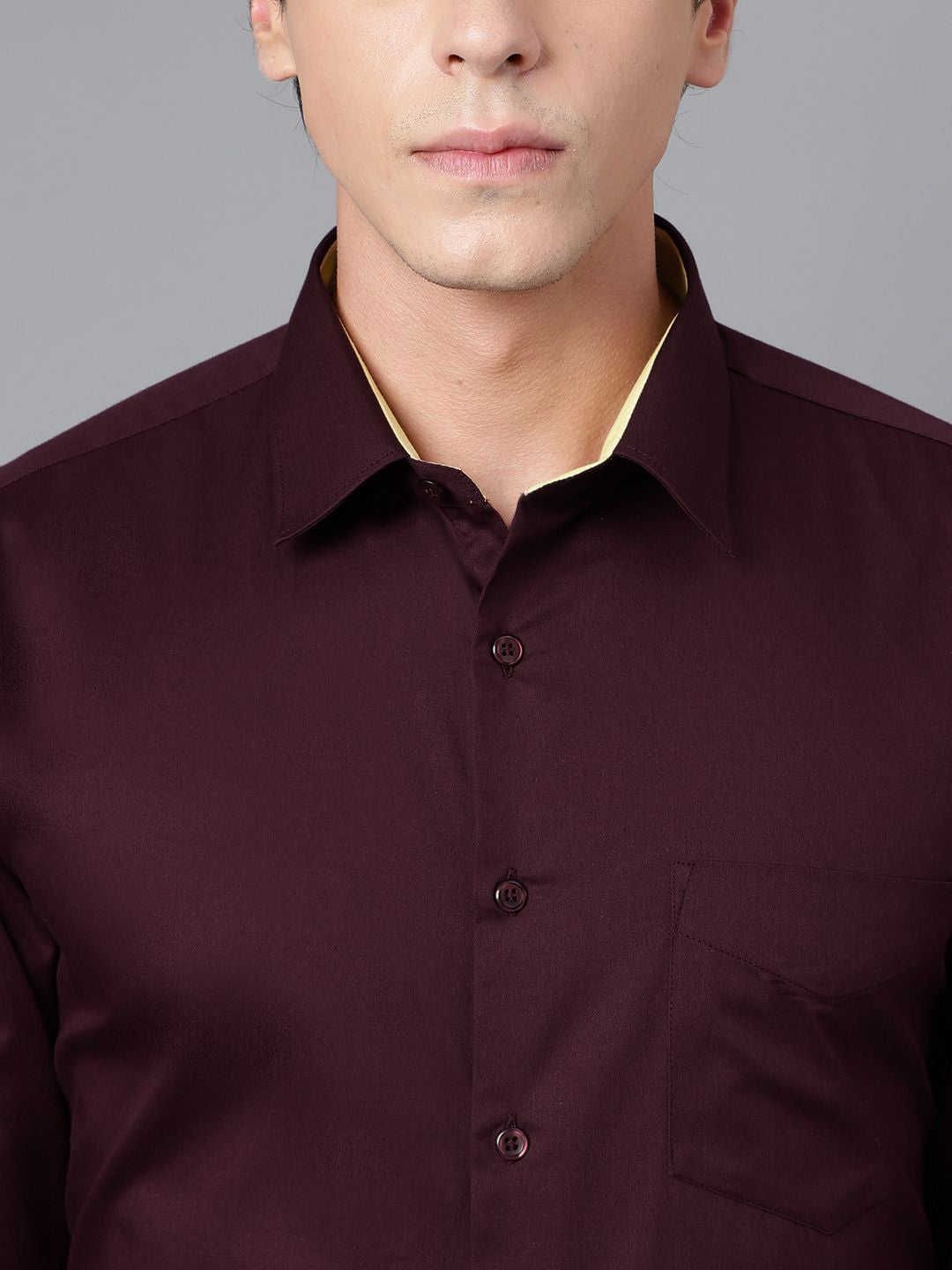 Hancock Men Burgundy Slim Fit Formal Shirt