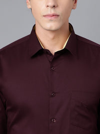 Hancock Men Burgundy Slim Fit Formal Shirt