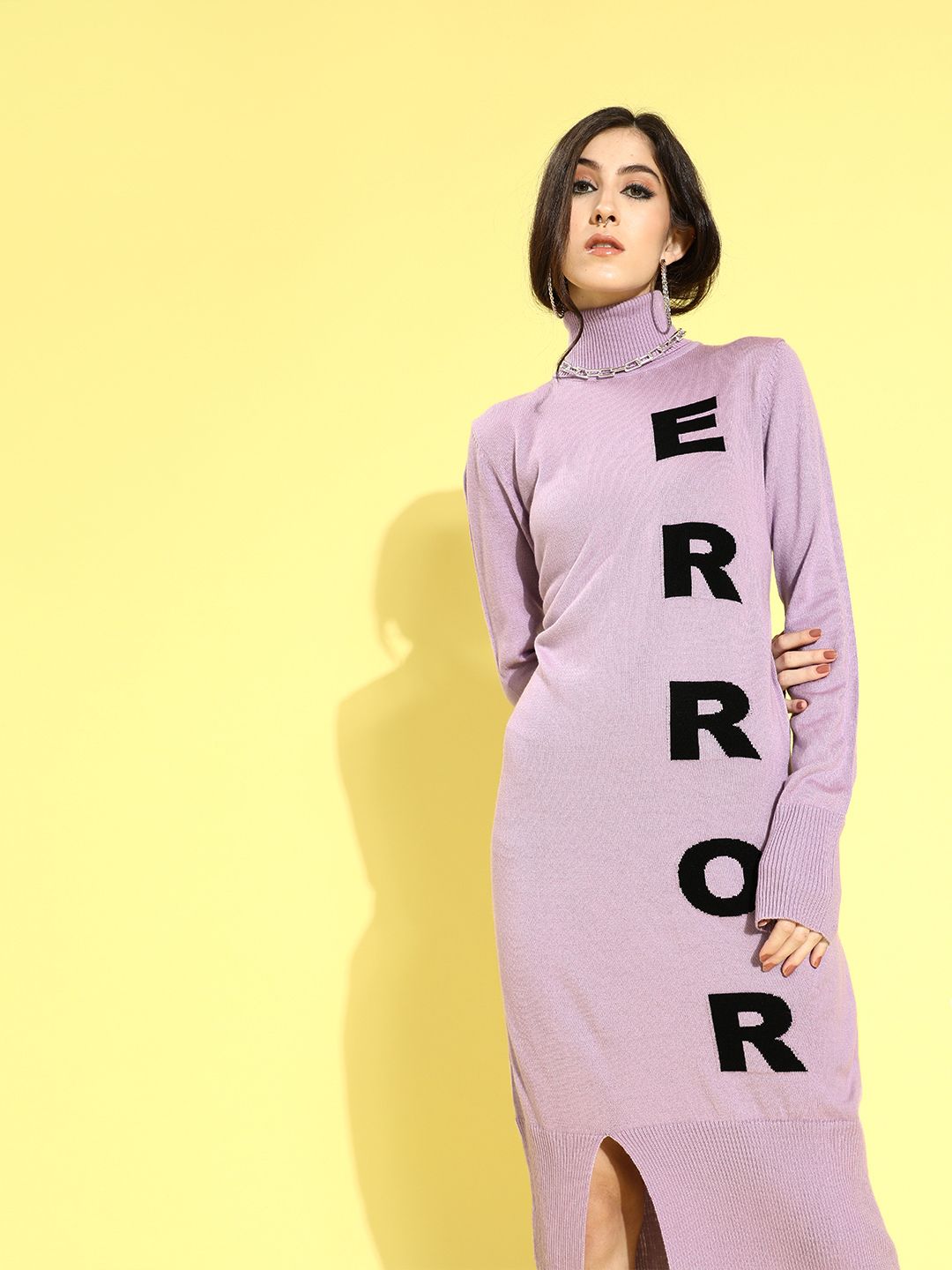 STREET 9 Lavender Printed Acrylic Jumper Midi Dress