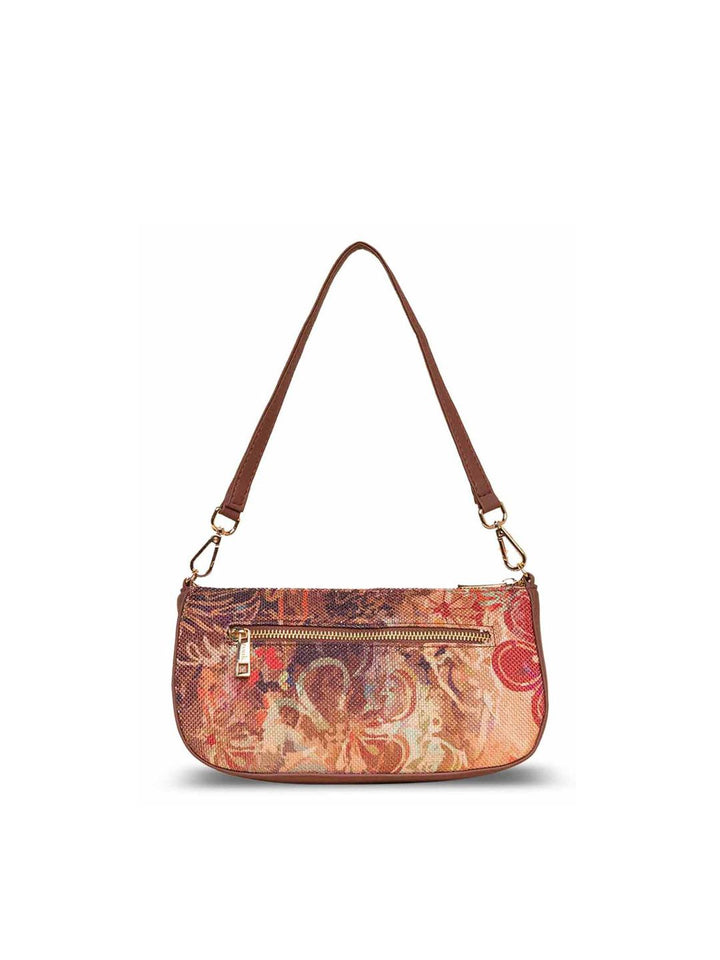 ZOUK Floral Printed Structured Baguette Bag Handbags