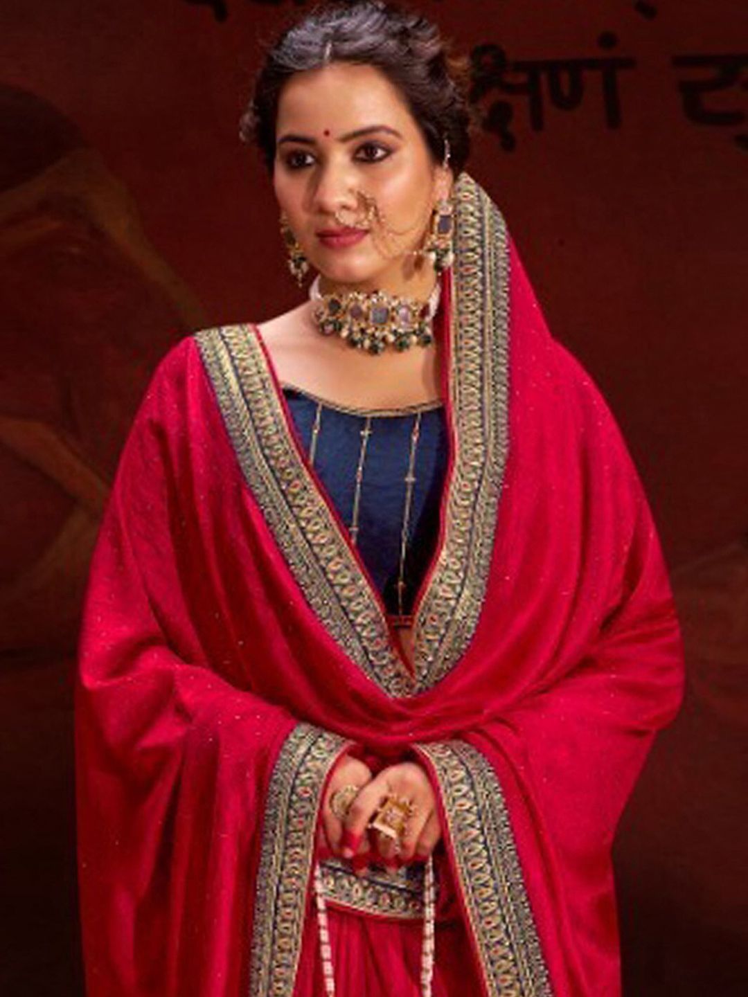 Saree mall Ethnic Motifs Beads and Stones Silk Blend Sarees  With Blouse Piece