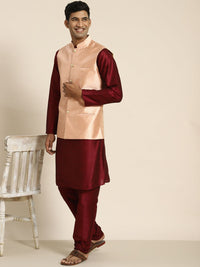 SOJANYA Kurta Rekaan Tenunan Lelaki dengan Churidar dengan Jaket Nehru