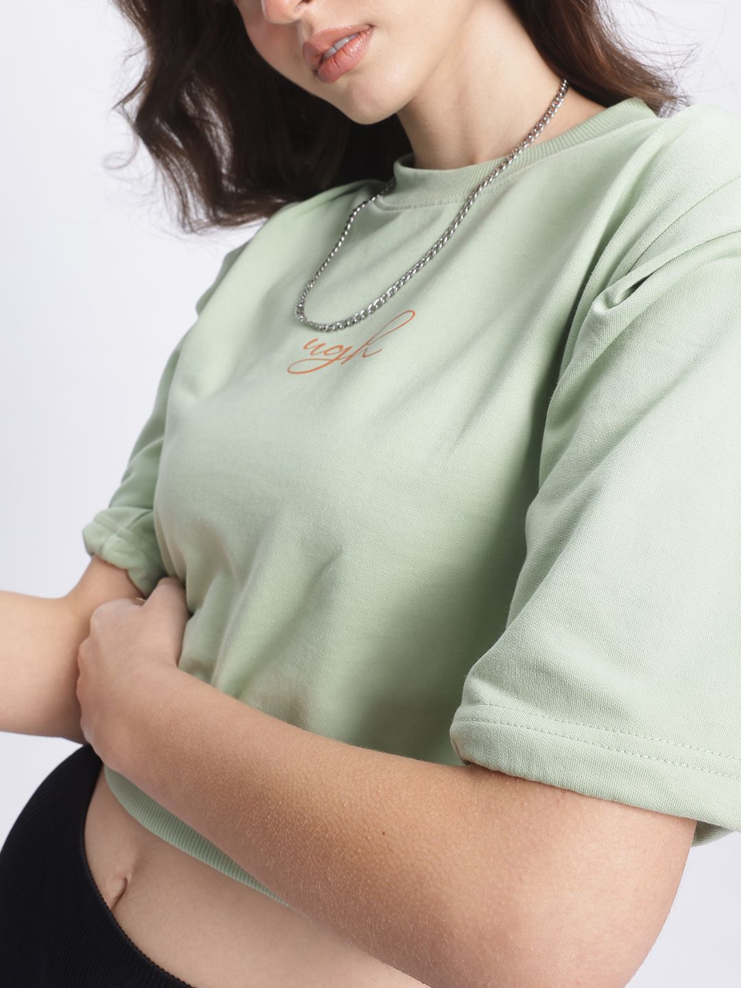 DressBerry Toggled Sleeves Crop Sweatshirt