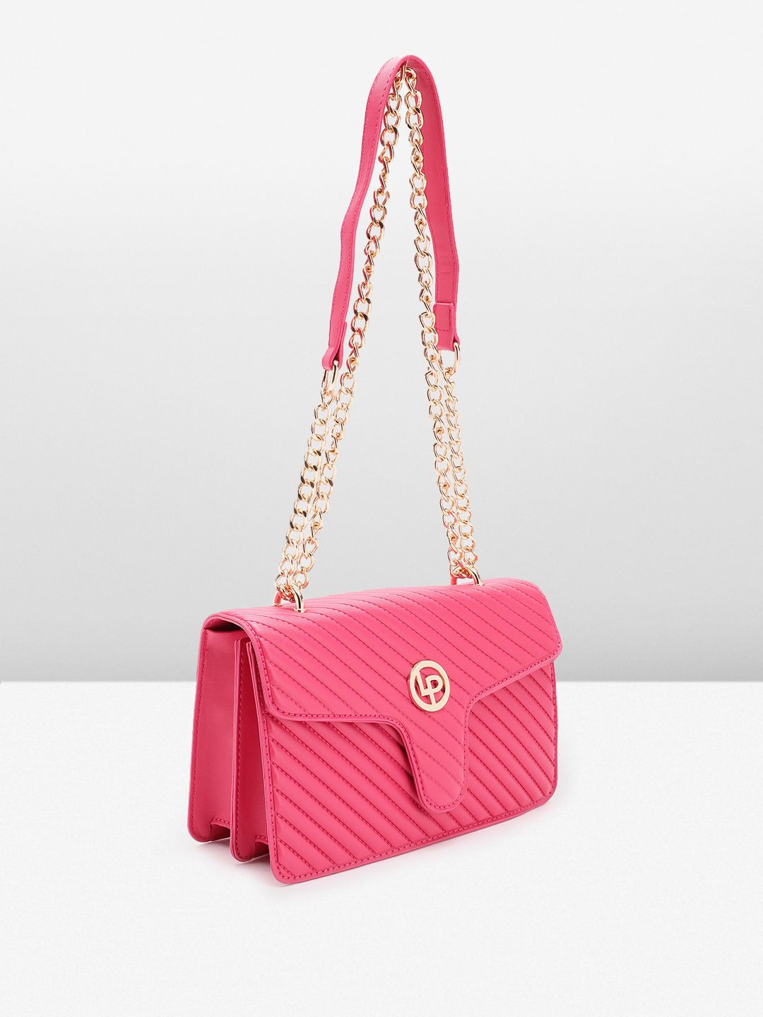 Lino Perros Women Striped Structured Sling Bag with Quilted Detail
