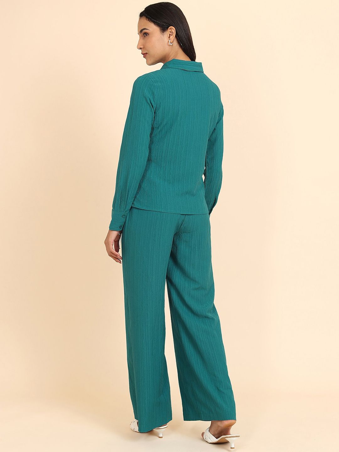 W Women Striped High-Rise Straight Fit Parallel Trouser