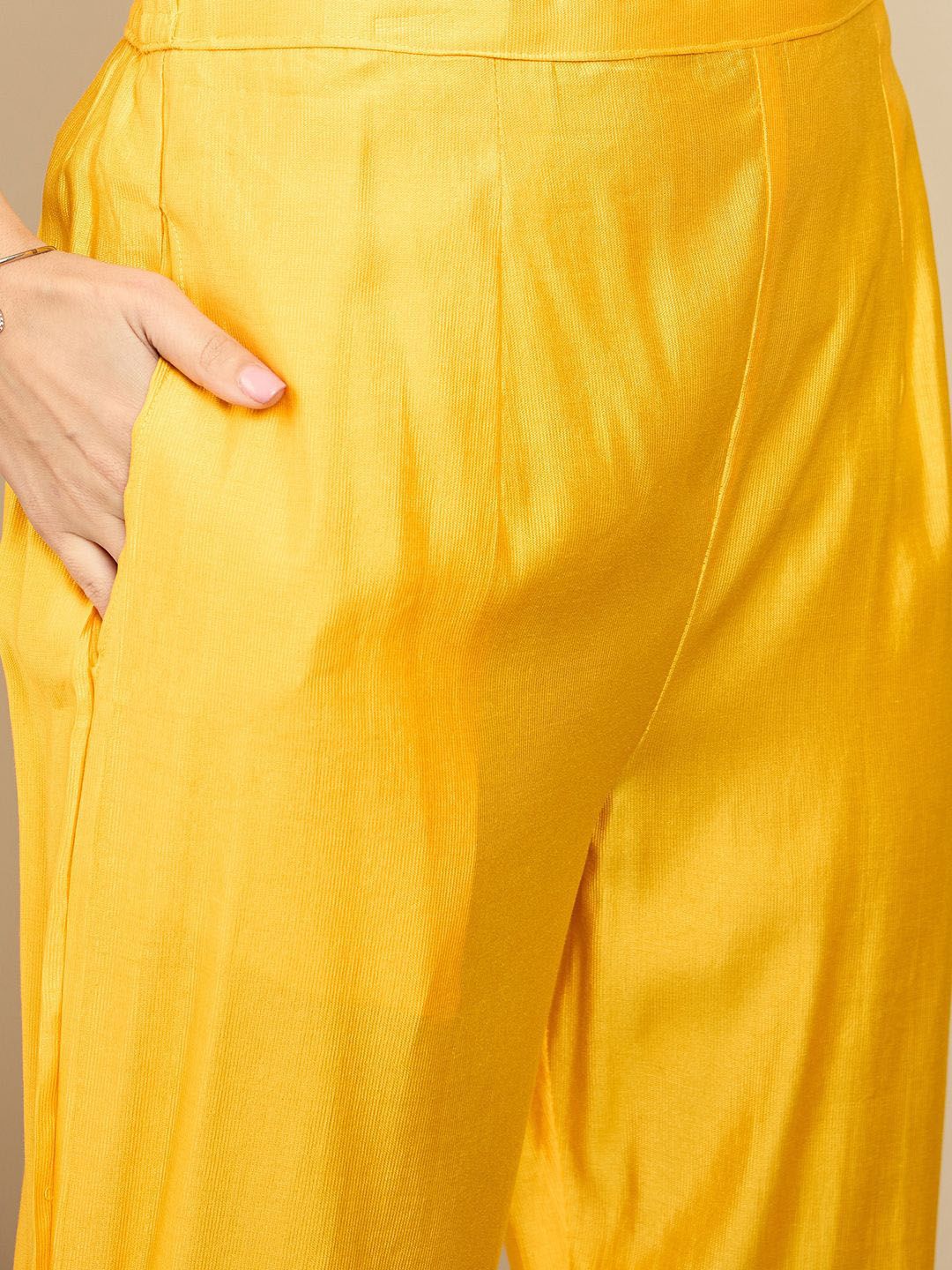 Indo Era Floral Embroidered Sequinned Liva Straight Kurta With Trousers