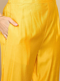 Indo Era Floral Embroidered Sequinned Liva Straight Kurta With Trousers