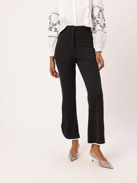 DressBerry Women Retro Luxe Ribbed High Rise Slit Detailed Trousers