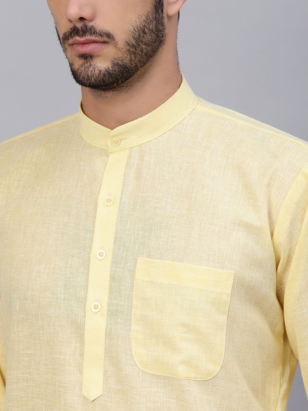 SOJANYA Lelaki Kuning Solid Kurta Lurus