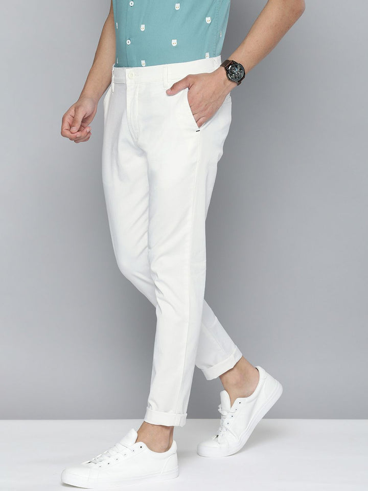 The Indian Garage Co Men White Slim Fit Trousers