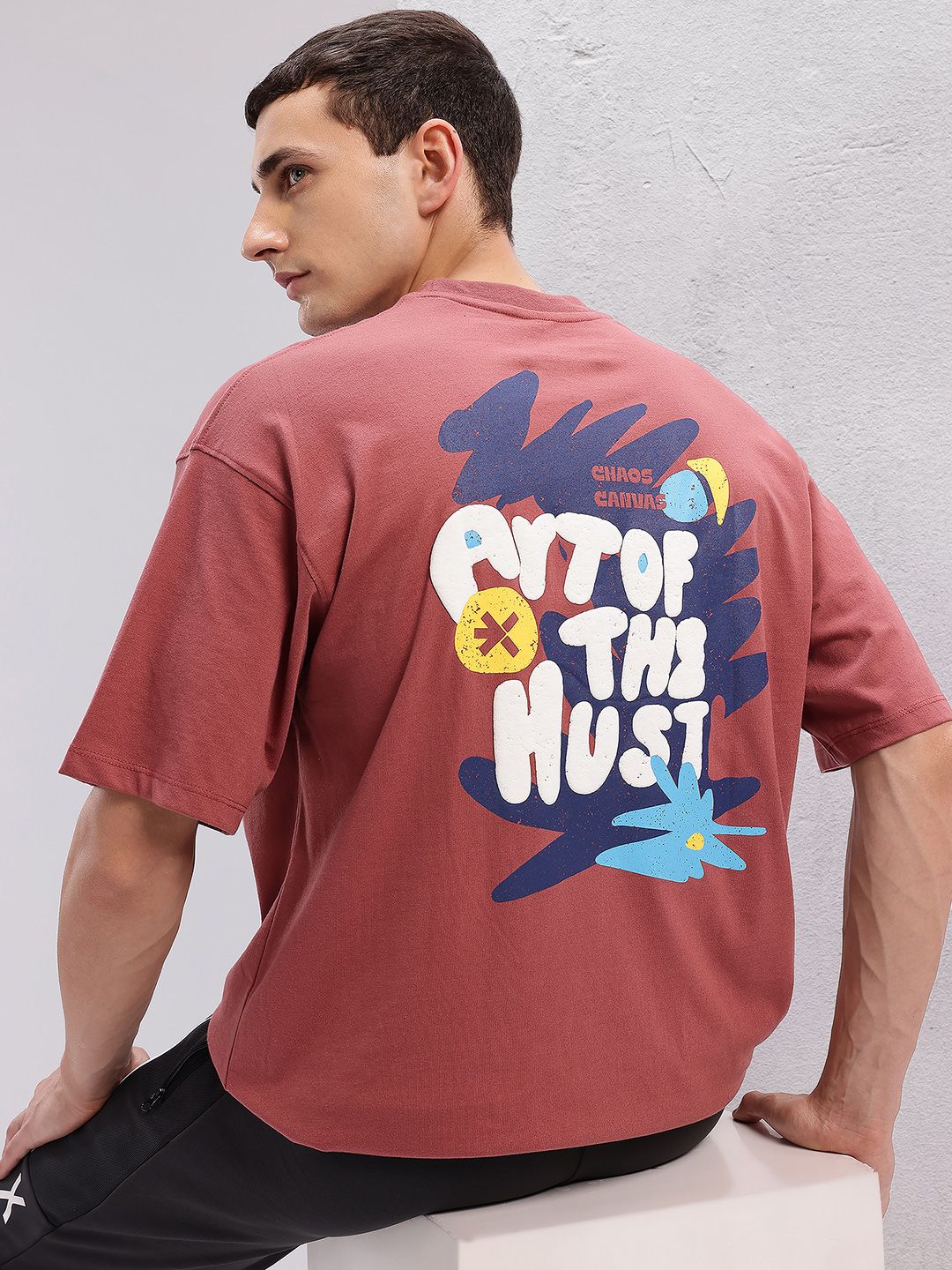 HRX by Hrithik Roshan Typography Printed Drop-Shoulder Sleeves T-shirt