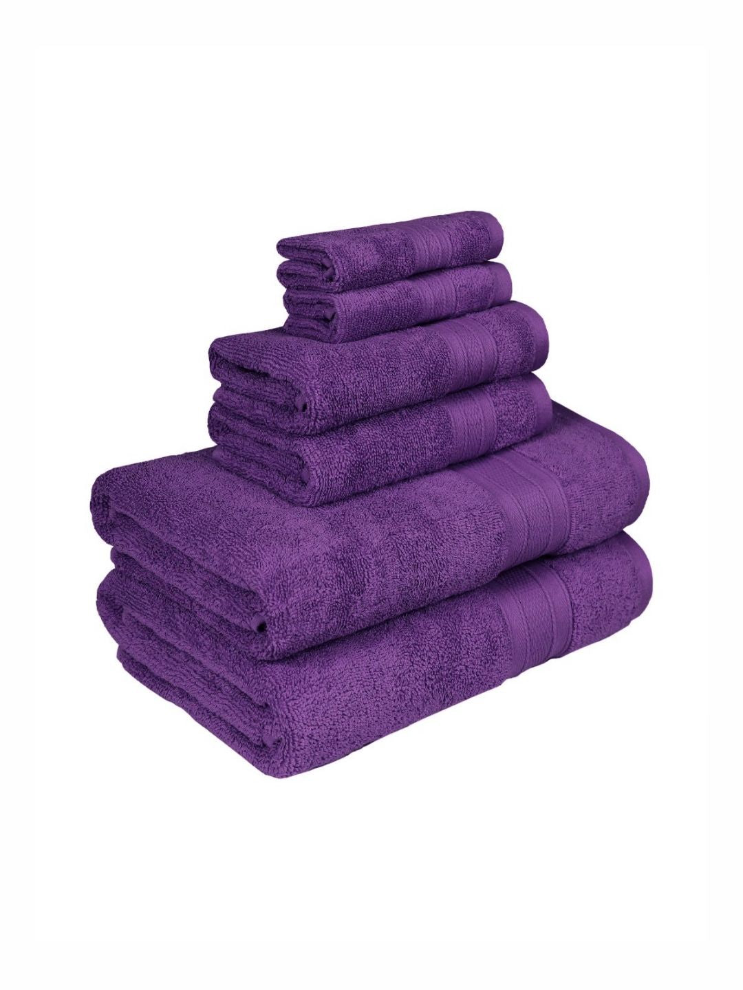 MYTRIDENT Purple 6 Pieces Pure Cotton 500 GSM Towel Set