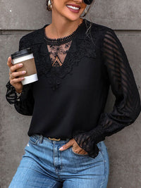 all about you Black Self Design Puff Sleeves Top