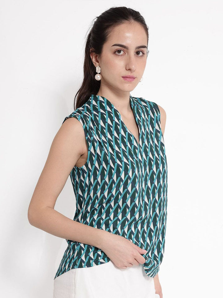 RAREISM Geometric Print Cotton Top