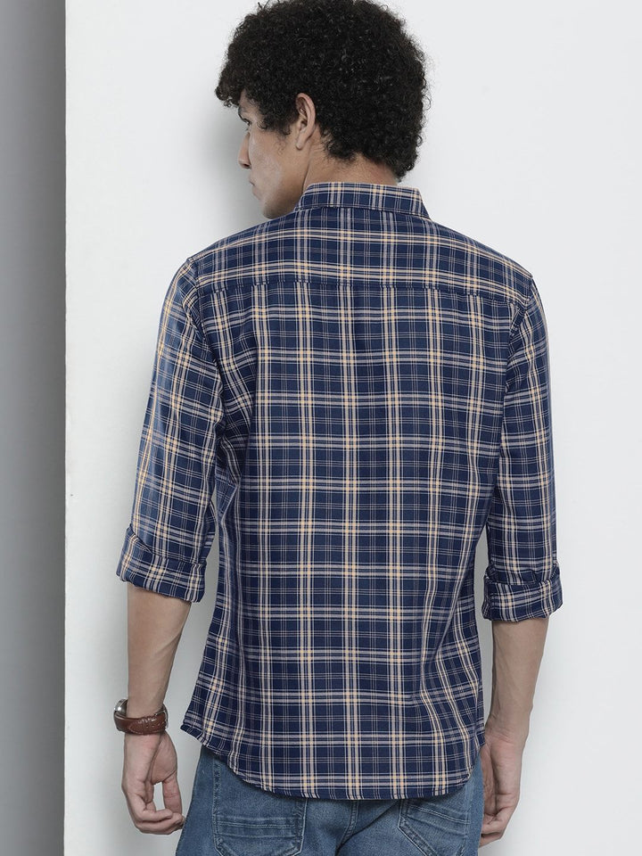 The Indian Garage Co Men Navy Blue Checked Casual Shirt