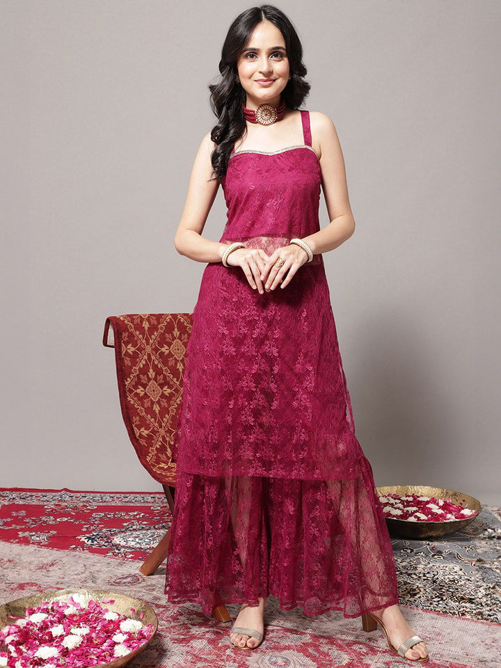 Varanga Women Magenta Kurta with Sharara