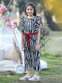 Cutiekins Girls Printed Capri Jumpsuit With Ruffles