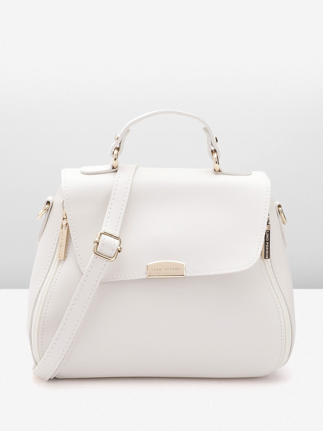 Lino Perros Structured Satchel Bag with Zip Detail