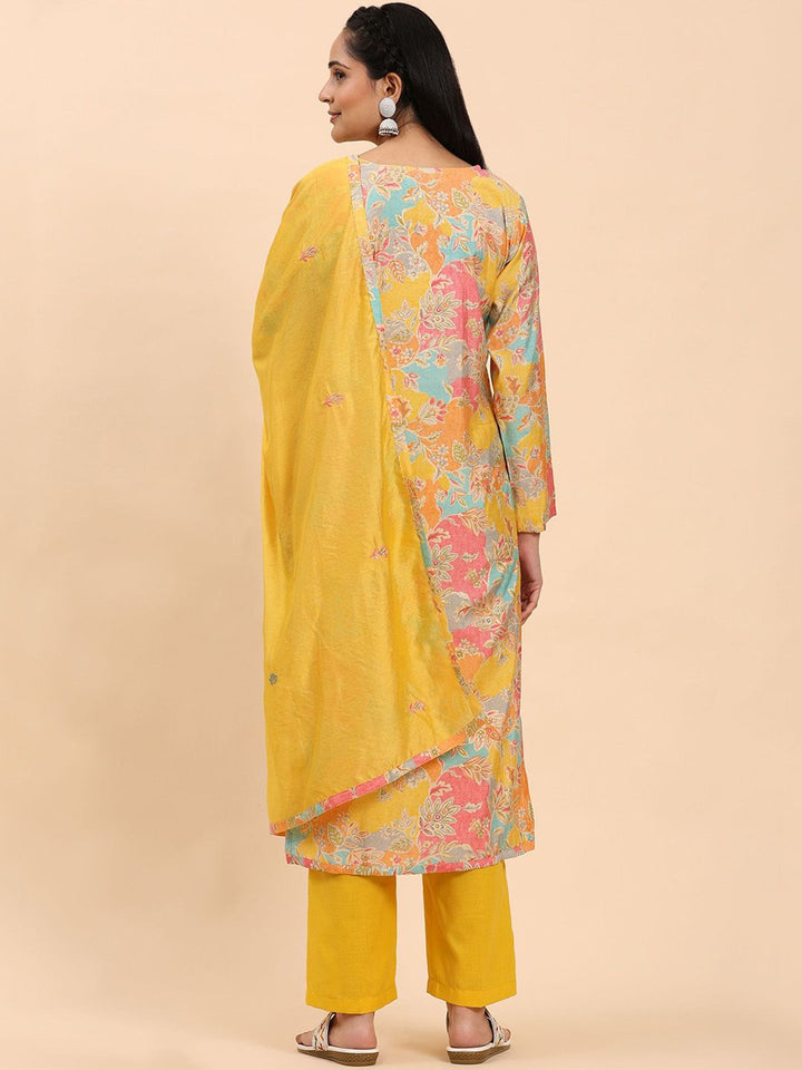 Mamicha Women Floral Printed Regular Pure Cotton Kurta with Palazzos & With Dupatta