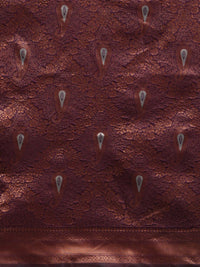 Saree mall Burgundy & Copper-Toned Woven Design Zari Silk Blend Dharmavaram Sarees