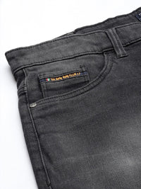 The Indian Garage Co Men Black Slim Fit Low Distress Light Fade Stretchable Jeans