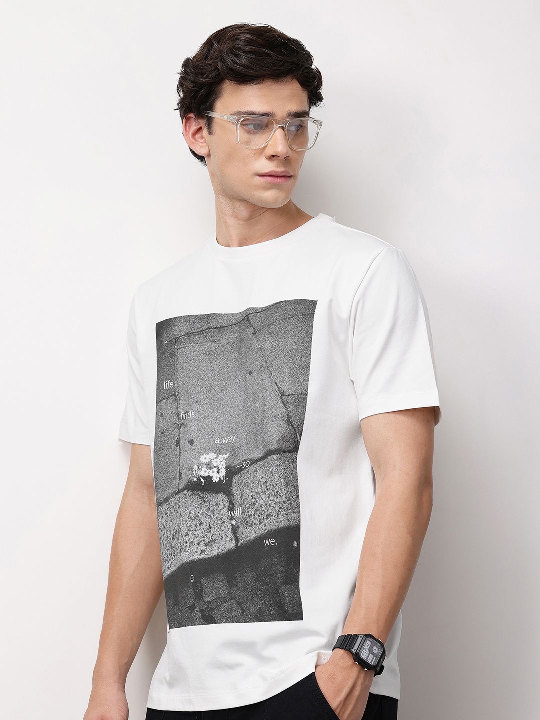 ether Men Grower Graphic Printed Comfort Fit T-shirt