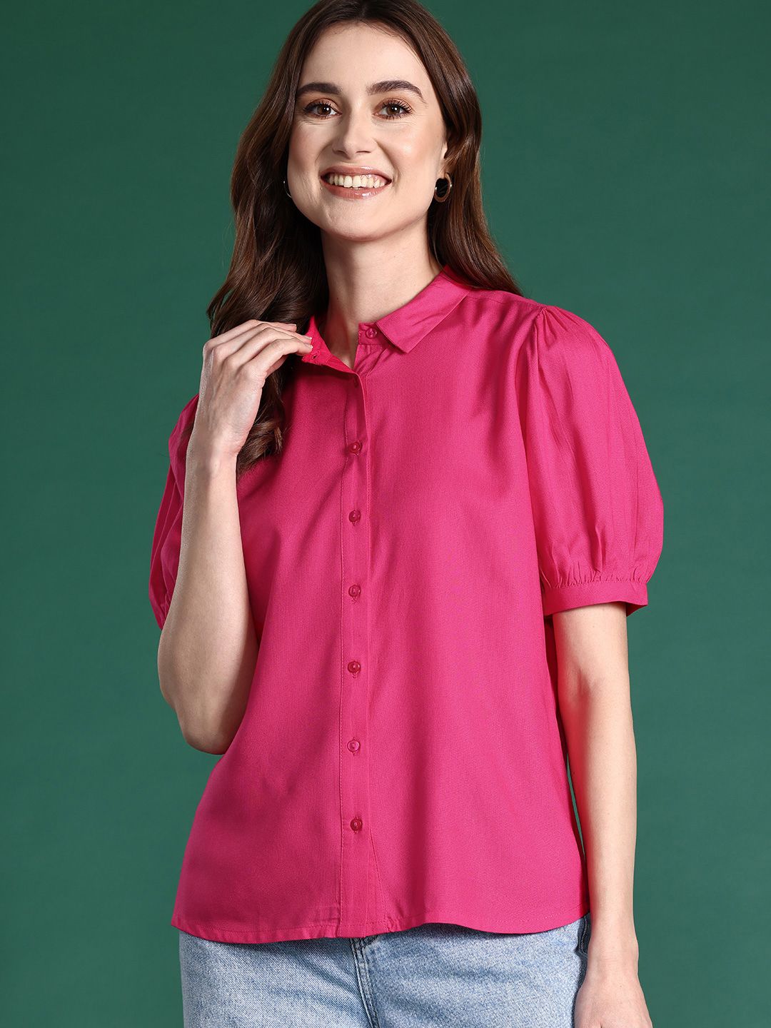 DressBerry Puff Sleeves Casual Shirt