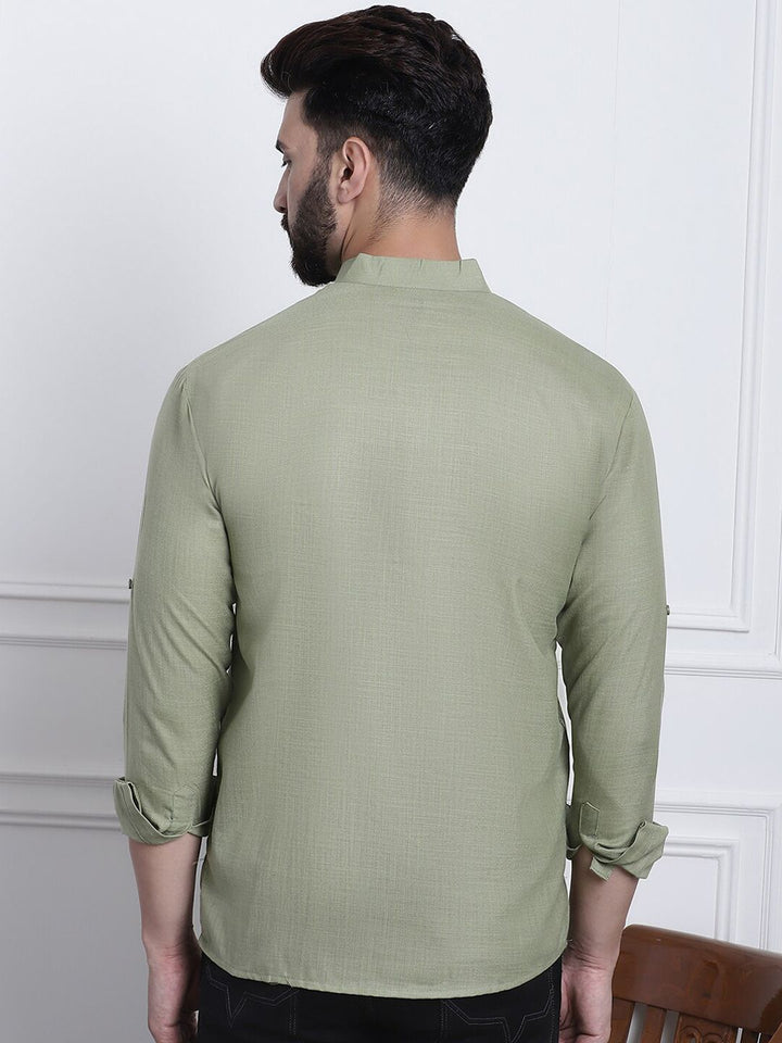 SOJANYA Lengan Gulung Kolar Band Kurta