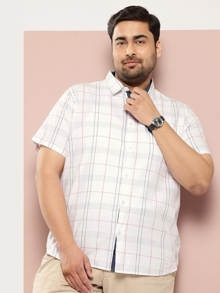 Thomas Scott Plus Size Premium Checked Pure Cotton Casual Shirt