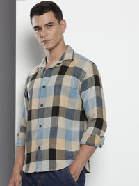 The Indian Garage Co Pure Cotton Checked & Textured Relaxed Fit Casual Shirt